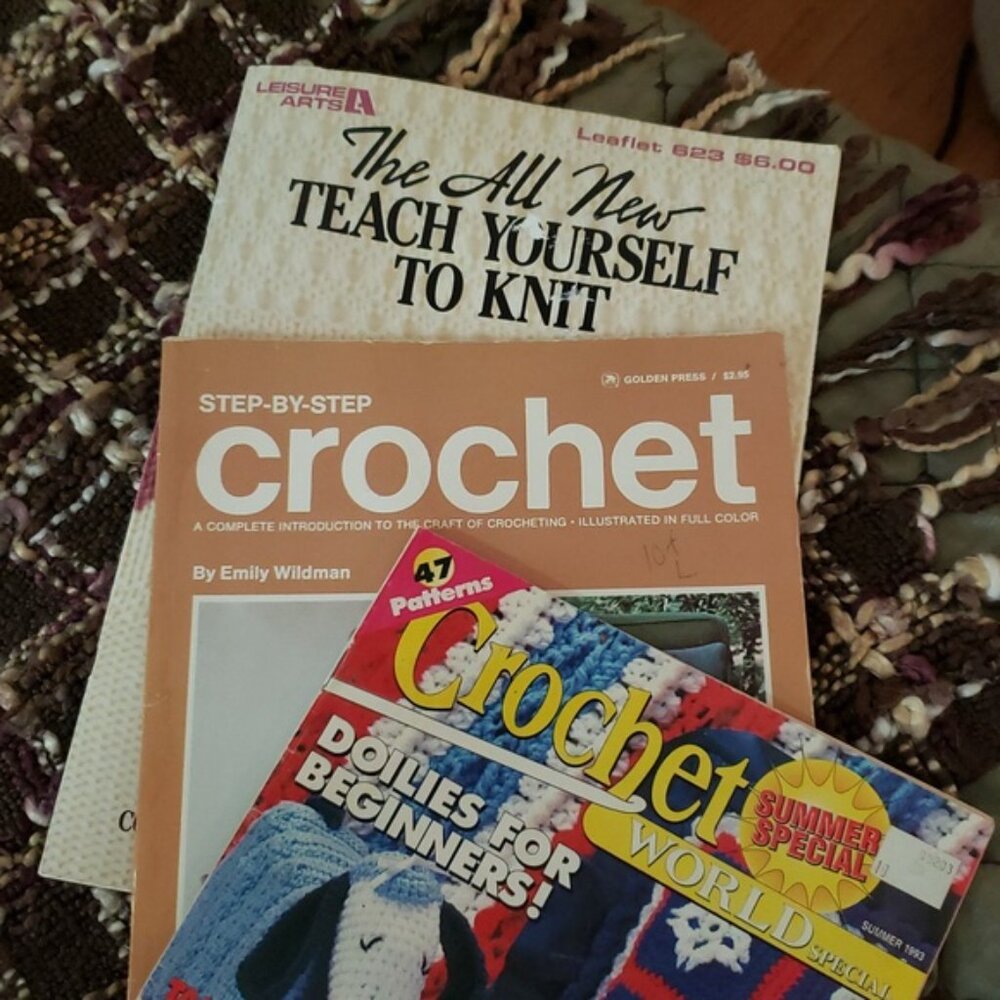 How to Knit and Crochet Vintage Pattern Instruction Books - 3 pcs